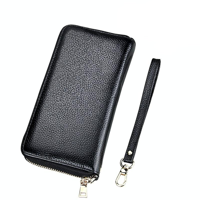 Leather Rfid Card Holder Wallet With Hand Strap Black Wallets