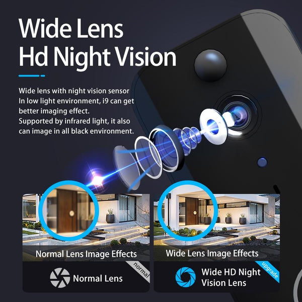 Wireless Doorbell Camera With Night Vision And Motion Detection Black Smart Doorbells