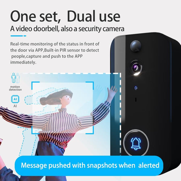 Wireless Doorbell Camera With Night Vision And Motion Detection Black Smart Doorbells