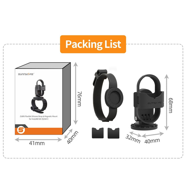 Insta360 Go 3S / Sunnylife Camera Strap With Magnetic Mount And Silicone Wristband For Drone Backpack Black Stripe Straps & Hand Grips