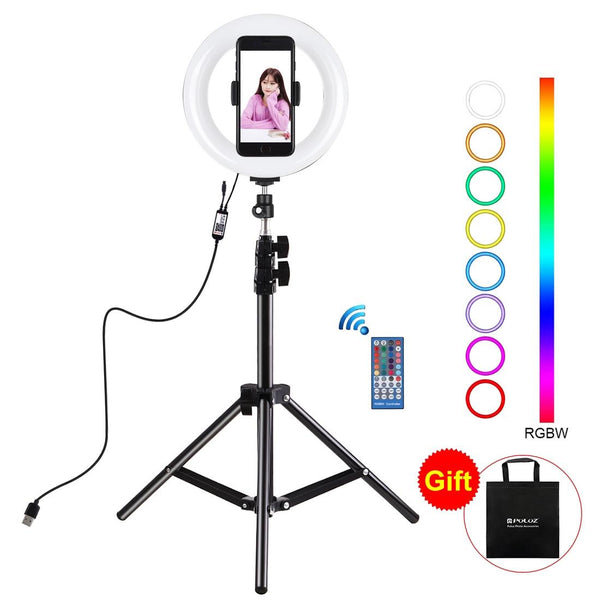 7.9 Usb Rgb Light With Dual Colour Temperature & Tripod Mount For Vlogging And Selfie Photography Black Tripods & Monopods