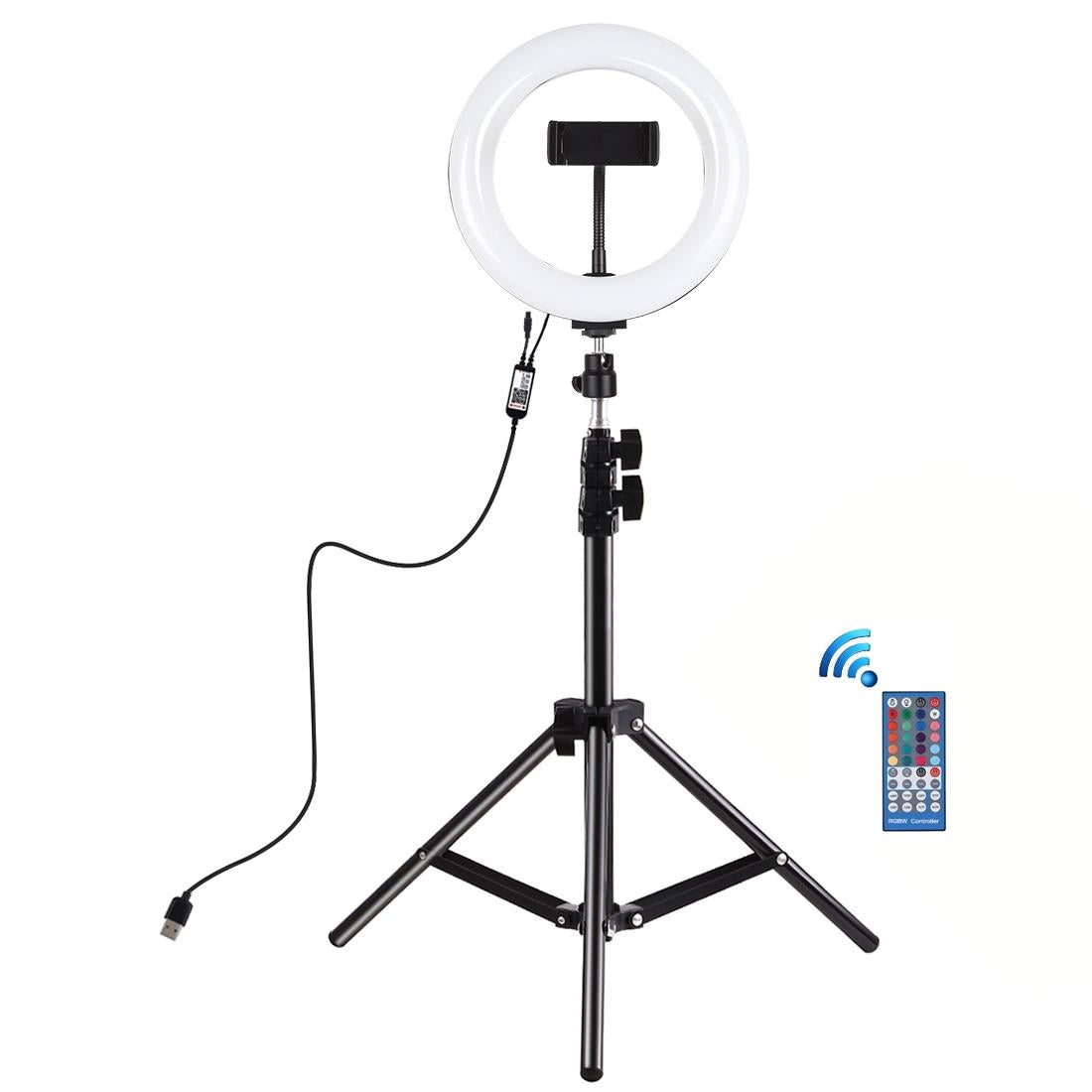 7.9 Usb Rgb Light With Dual Colour Temperature & Tripod Mount For Vlogging And Selfie Photography Black Tripods & Monopods