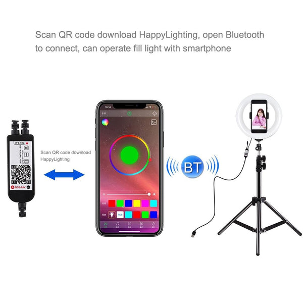 7.9 Usb Rgb Light With Dual Colour Temperature & Tripod Mount For Vlogging And Selfie Photography Black Tripods & Monopods