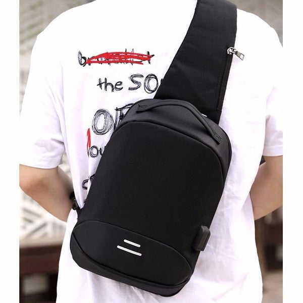 Versatile Oxford Shoulder Bag With Earphone Usb Black Bags