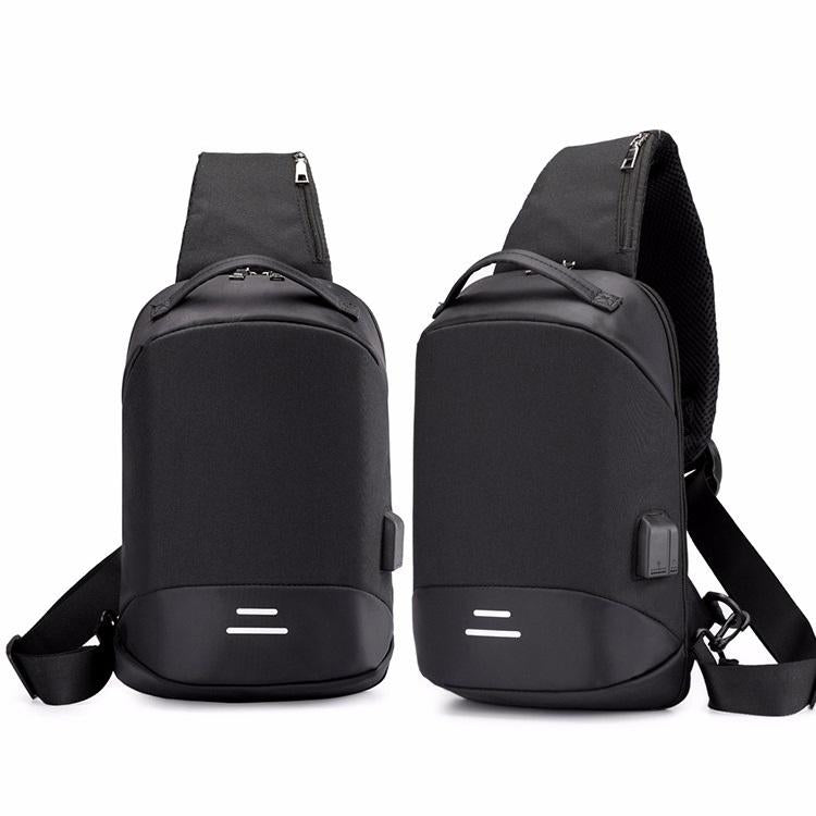 Versatile Oxford Shoulder Bag With Earphone Usb Black Bags
