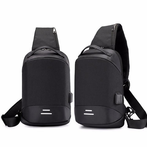 Versatile Oxford Shoulder Bag With Earphone Usb Black Bags