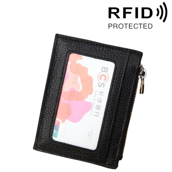 Leather Rfid Blocking Card Holder Wallet 11X8x1.5Cm Black Wallets