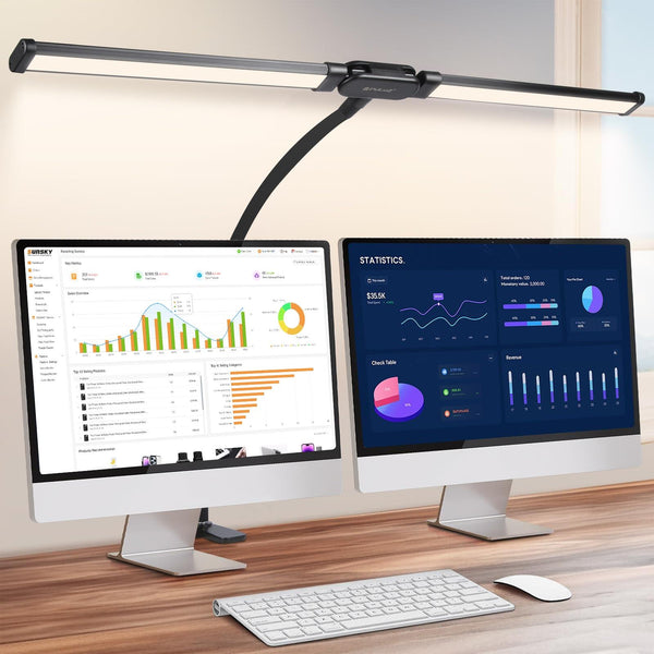 Double Head Clip Desk Lamp With Gooseneck Tube Led In Black Lamps