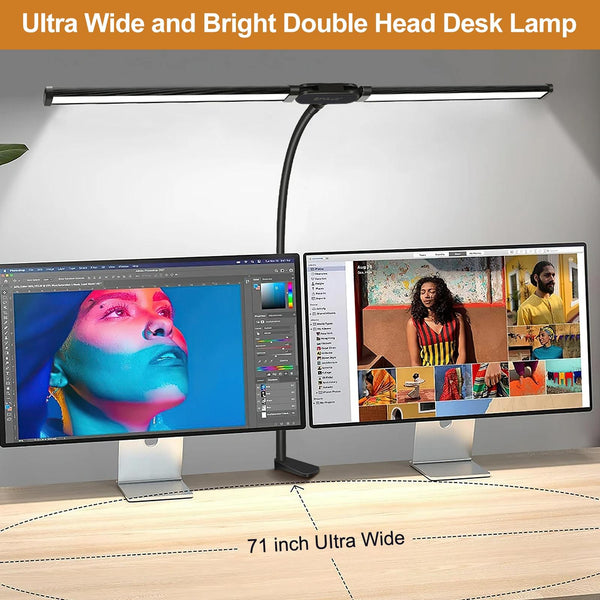 Double Head Clip Desk Lamp With Gooseneck Tube Led In Black Lamps