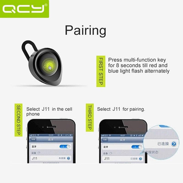 Wireless Bluetooth Earphone With Mic 10M Range Earbuds