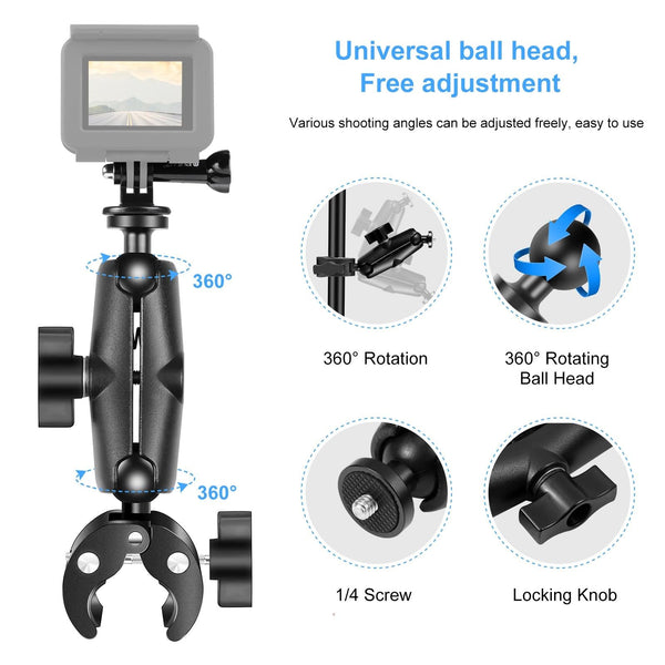 Universal Motorcycle Handlebar Mount For Action Cameras Bike Camera Holders Mounts