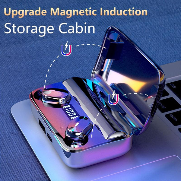 Wireless With Noise Cancellation & Magnetic Charging Led Display Earbuds
