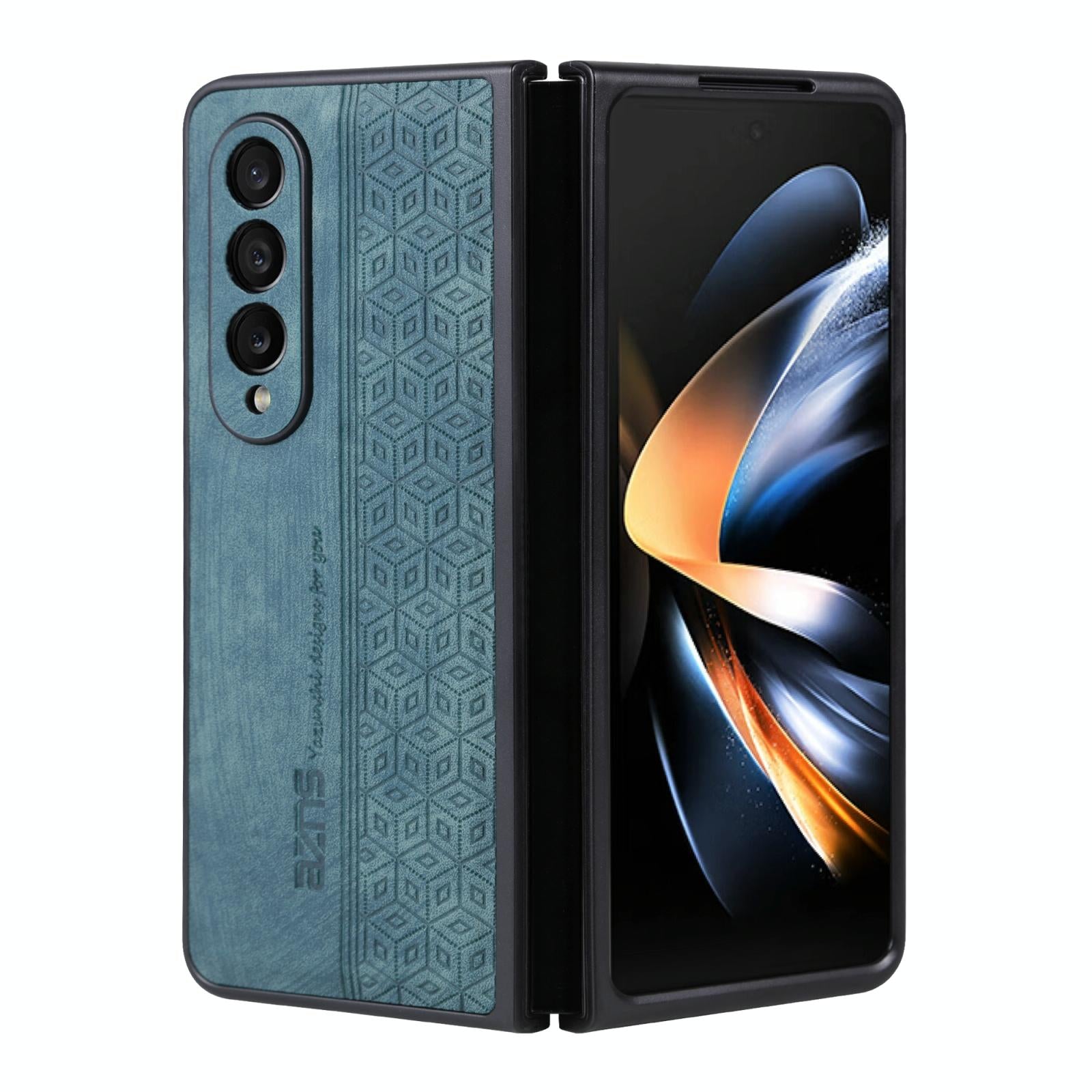 Embossed 3S Skin Texture Phone Case Sleek Design For Samsung Galaxy Z Fold4 5G Dark Green Other Mobile Accessories
