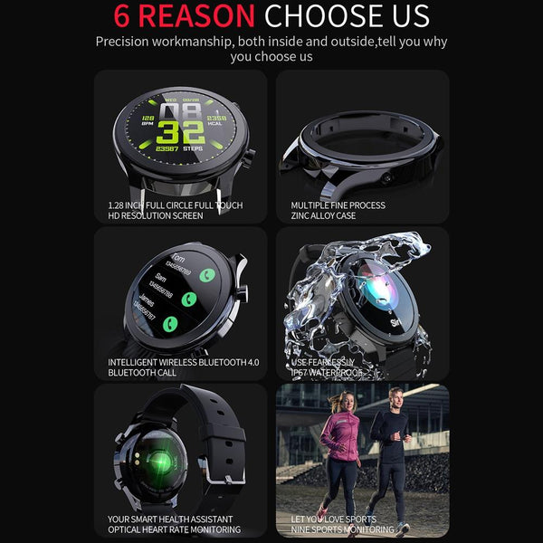 Waterproof Smart Watch Heart Rate / Blood Pressure Monitor Physiological Management Black Smart Watches