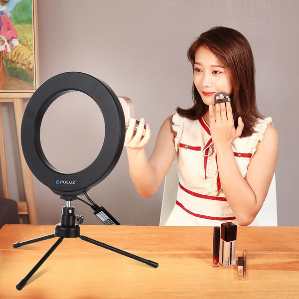 Dimmable 6.2 Usb Rgbw Led Ring Light With Cold Shoe Tripod & Remote_Black Other Lighting & Studio