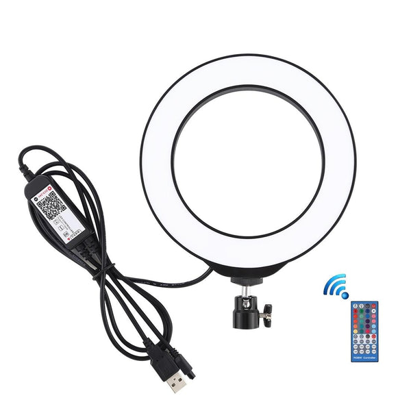 Dimmable 6.2 Usb Rgbw Led Ring Light With Cold Shoe Tripod & Remote_Black Other Lighting & Studio