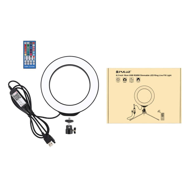 Dimmable 6.2 Usb Rgbw Led Ring Light With Cold Shoe Tripod & Remote_Black Other Lighting & Studio