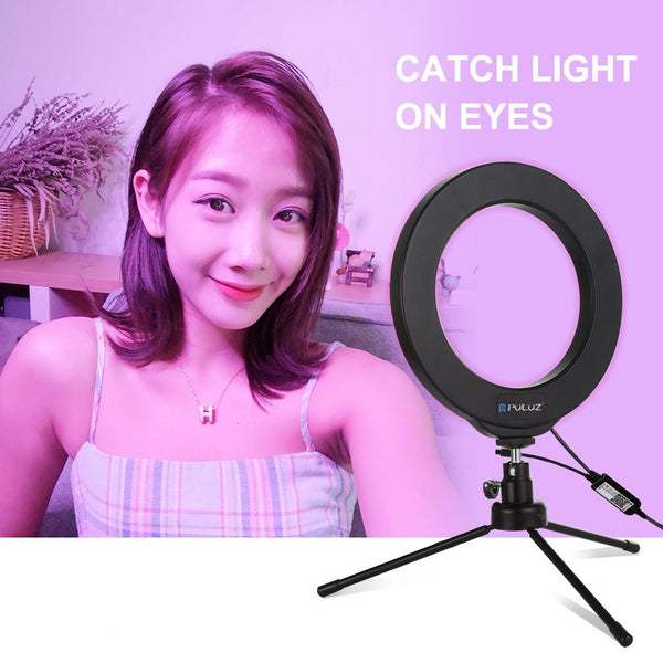 Dimmable 6.2 Usb Rgbw Led Ring Light With Cold Shoe Tripod & Remote_Black Other Lighting & Studio