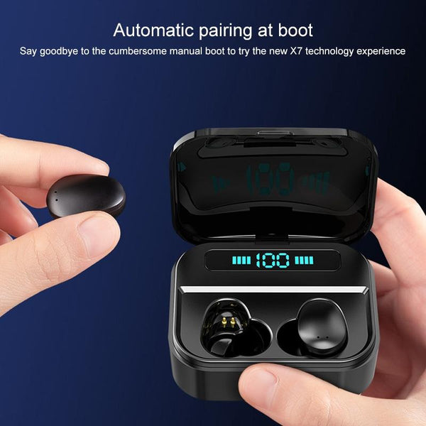 Wireless Stereo Bluetooth Headset With Charging Case And Digital Display X7 Tws V5.0 Black Earbuds