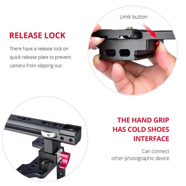 Video Camera Cage Stabilizer Black Handle For Audio And Equipment Stabilizers