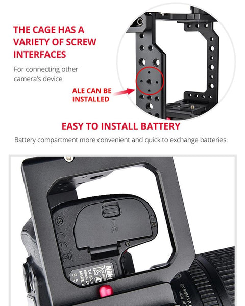 Video Camera Cage Stabilizer Black Handle For Audio And Equipment Stabilizers