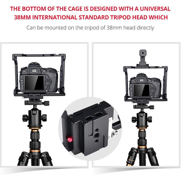 Video Camera Cage Stabilizer Black Handle For Audio And Equipment Stabilizers