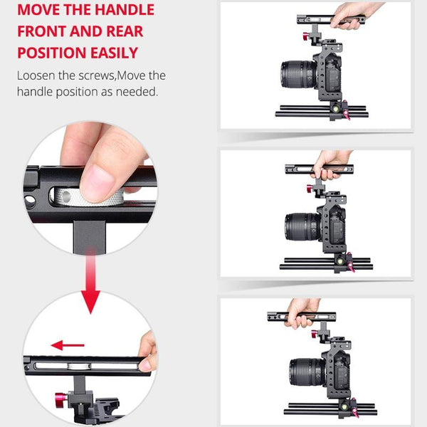 Video Camera Cage Stabilizer Black Handle For Audio And Equipment Stabilizers