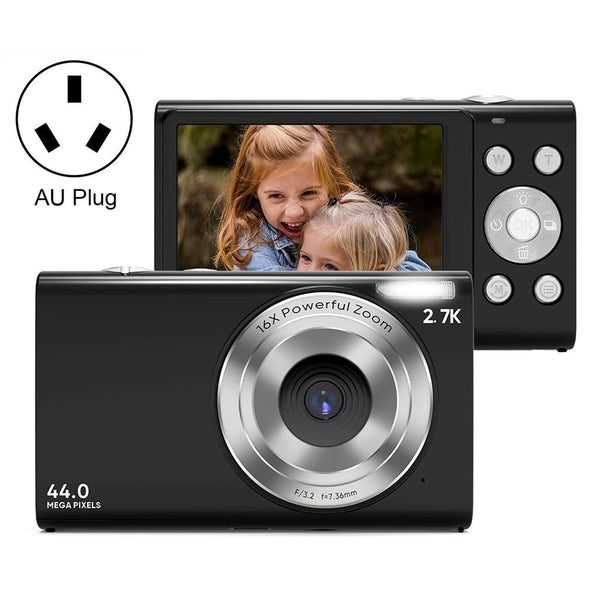 Full Hd 1080P Digital Camera With 44Mp 16X Zoom 2.4 Inch Screen For Children_Black Digital Cameras