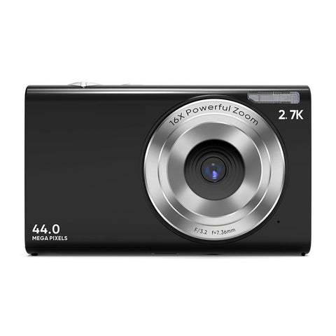 Full Hd 1080P Digital Camera With 44Mp 16X Zoom 2.4 Inch Screen For Children_Black Digital Cameras