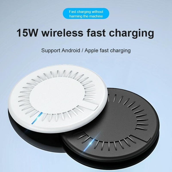 15W Round Wireless Fast Charger 964 Shape Black Chargers & Cradles