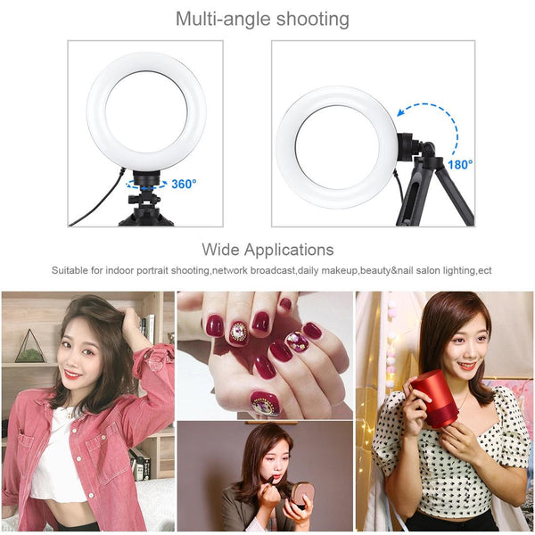 6.2 Inch Led Ring Light With Usb Three Modes Dimmable Vlogging Photography Mount Selfie Lights