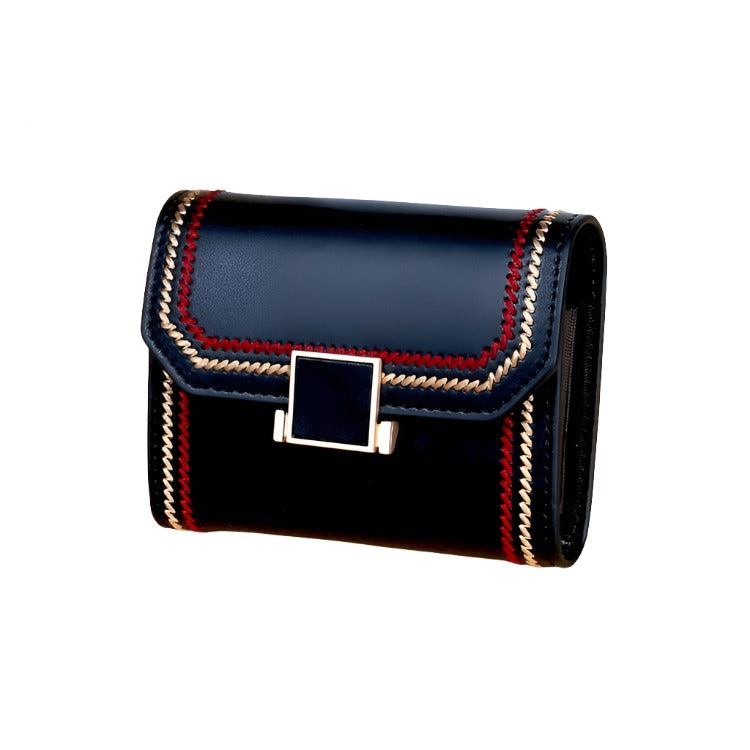 Snap Button Rfid Leather Wallet Compact Design Black Wallets