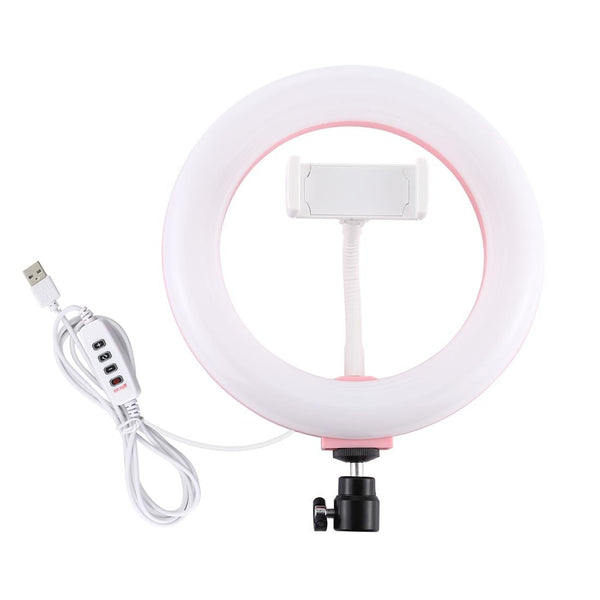 Pink 20Cm Usb Dual Colour Led Ring Light With Phone Clamp Selfie Lights