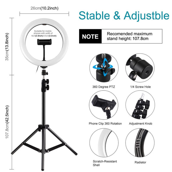 10.2 Ring Light With Tripod Usb 3 Modes Dual Colour Diffuse Phone Clamp Remote Black Other Lighting & Studio