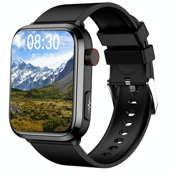 1.91 Inch Ips Screen Ip67 Waterproof Silicone Band Smart Watch Support Body Temperature Monitoring / Ecg Black Smart Watches