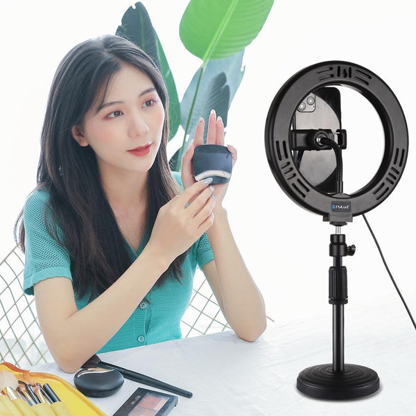 7.9 Dual Colour Led Ring Light With Desktop Mount And Phone Clamp Selfie Lights