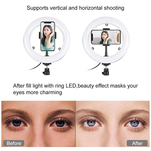 7.9 Dual Colour Led Ring Light With Desktop Mount And Phone Clamp Selfie Lights