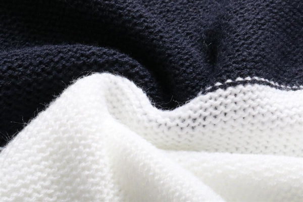 Striped Fashion Casual Pullover Dark Blue Size M Jumpers & Cardigans