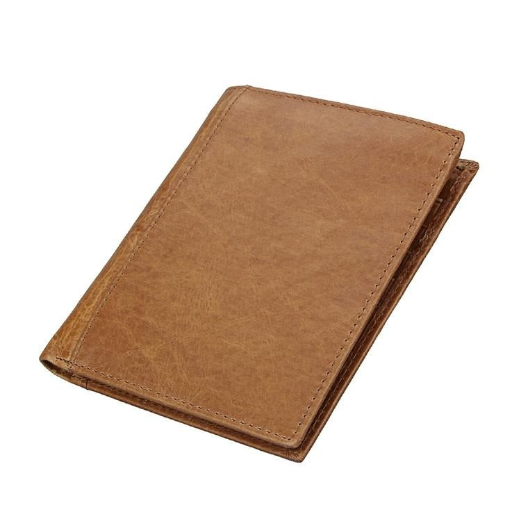 Leather Rfid Passport Wallet Multi Function Yellowish Brown Wallets