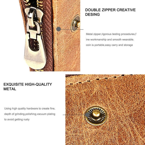 Leather Wallet With Rfid Protection And Strap Card Slots Yellowish Brown Wallets