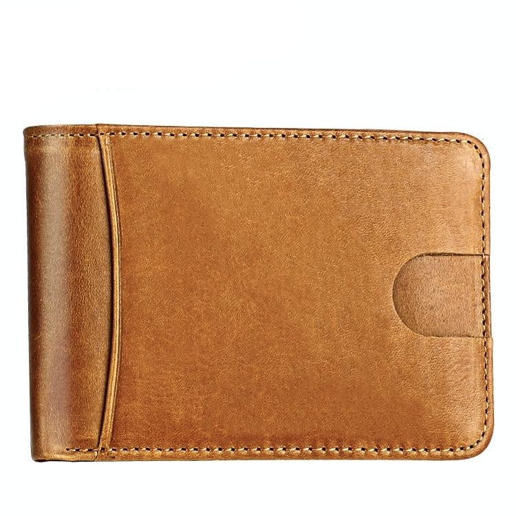 Leather Rfid Billfold Wallet Mini Size Yellowish Brown Wallets