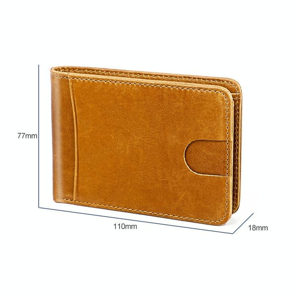 Leather Rfid Billfold Wallet Mini Size Yellowish Brown Wallets