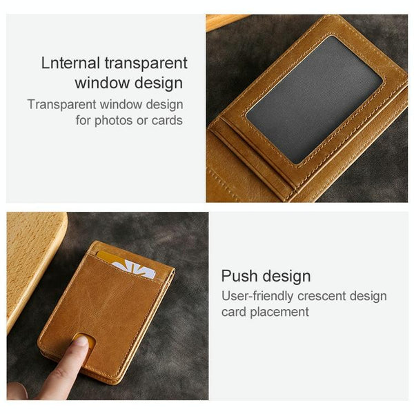Leather Rfid Billfold Wallet Mini Size Yellowish Brown Wallets