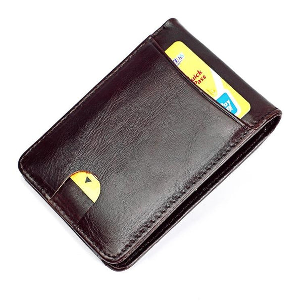 Leather Rfid Billfold Wallet Mini Size Yellowish Brown Wallets