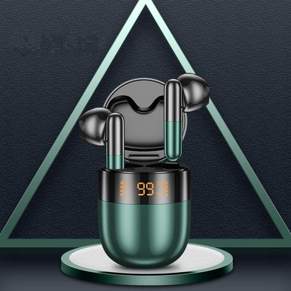 Wireless Bluetooth Earphones With Led Display And Hifi Sound For Sports Red Earbuds