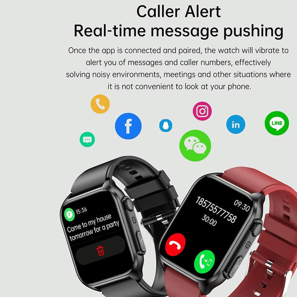 1.96 Inch Ip67 Smartwatch Silicone Band Ecg Temp Bt Call Remote Family Care Blue Smart Watches