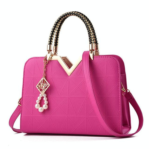 Women Zipper Shoulder Bag With Phone Pocket And Crossbody Strap Rose Red Women's Bags & Handbags