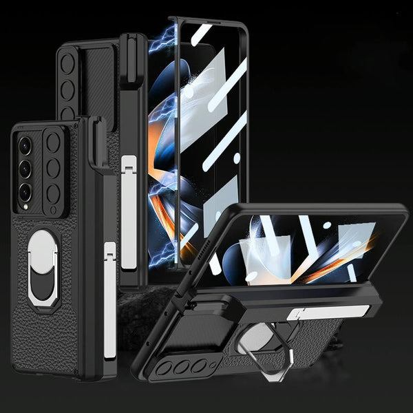For Samsung Galaxy Z Fold4 5G Magnetic Armor Phone Case Full Coverage Litchi Texture Cases Covers & Skins