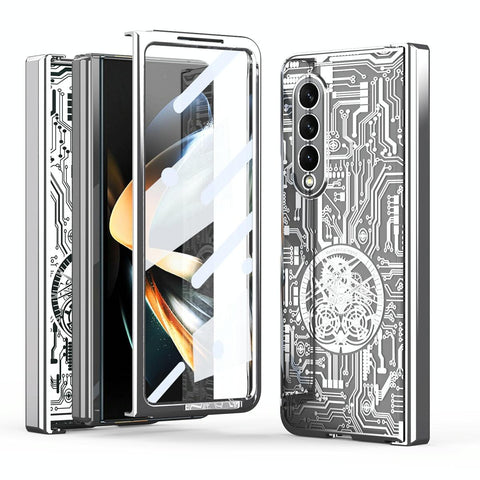 For Samsung Galaxy Z Fold4 5G Foldable Electroplated Phone Case Mechanical Legend Silver Other Mobile Accessories