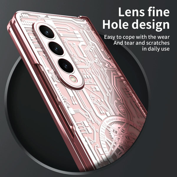 For Samsung Galaxy Z Fold4 5G Foldable Electroplated Phone Case Mechanical Legend Silver Other Mobile Accessories